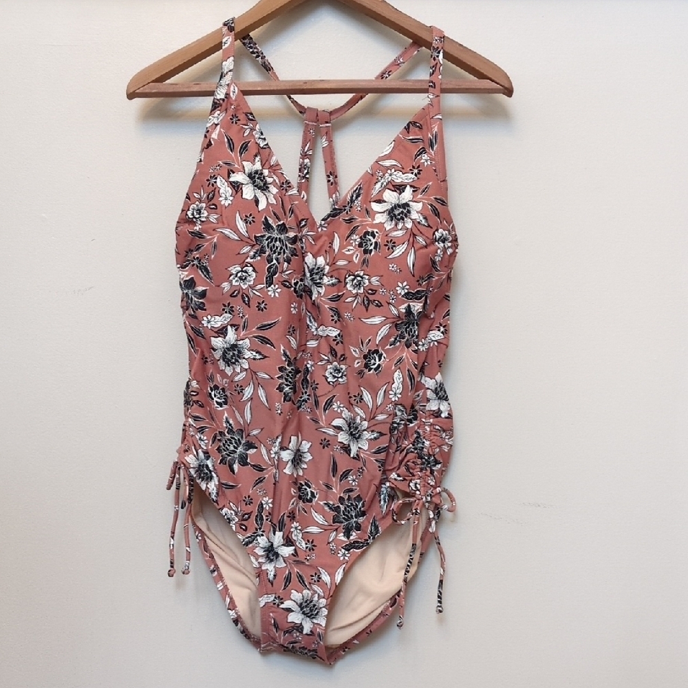 Floral 18W One Piece Swimsuit Whimsical Dusty Rose Pink NEW Flowers 🩷 Kona Sol